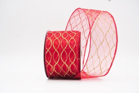 Rood/goud glitterend ogee-rasterdraadlint_KW0472GC-7-7